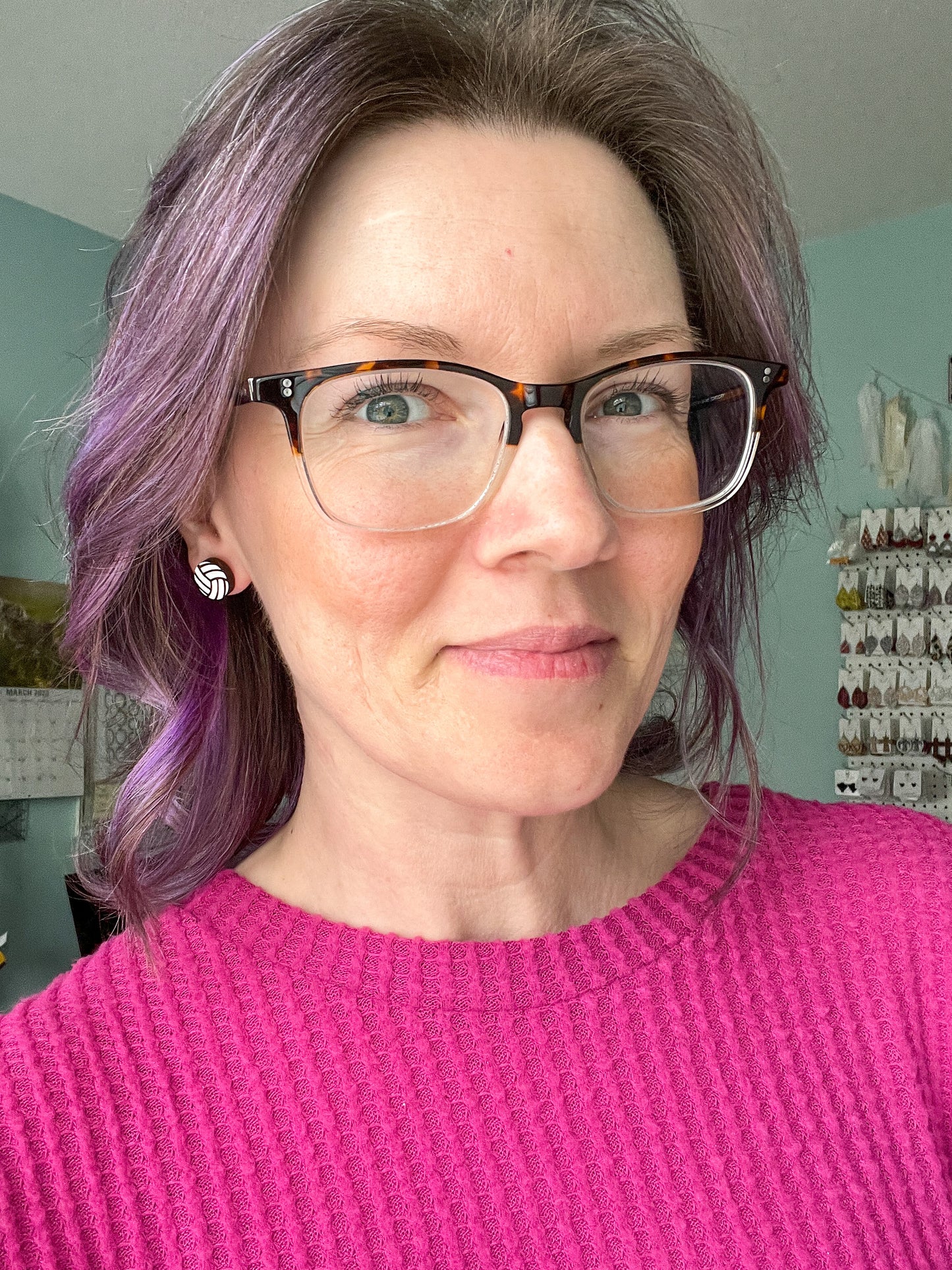 SALE: Volleyball Wood Studs - Hand Painted - LAST CHANCE