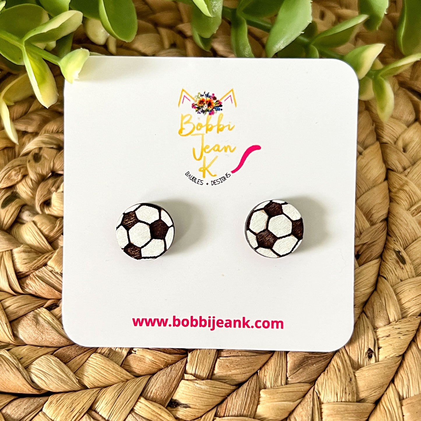 Soccer Ball Wood Studs - Hand Painted