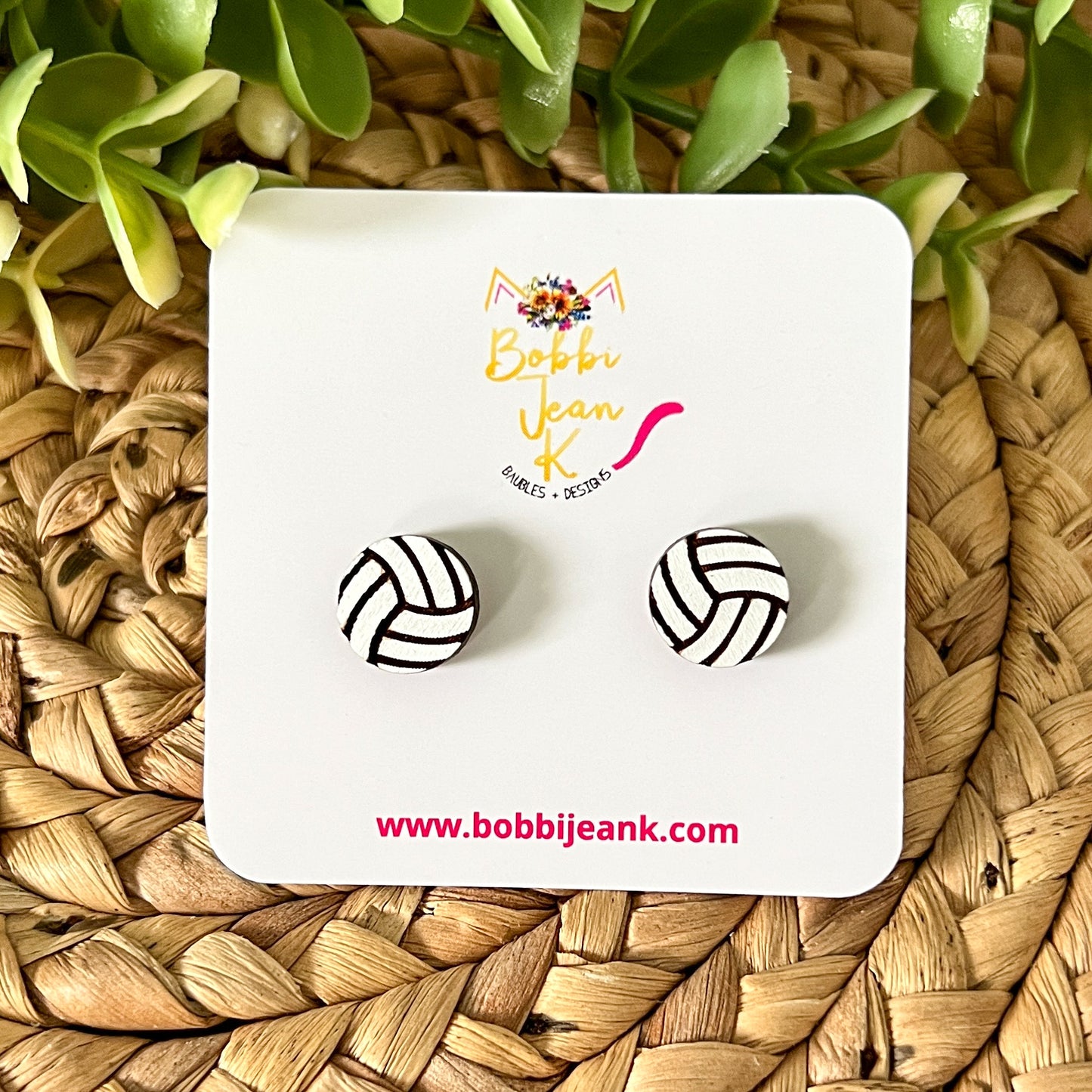 SALE: Volleyball Wood Studs - Hand Painted - LAST CHANCE