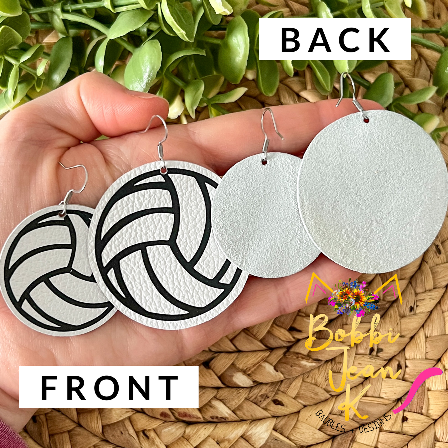 Volleyball Leather Earrings - Choose Small or Large