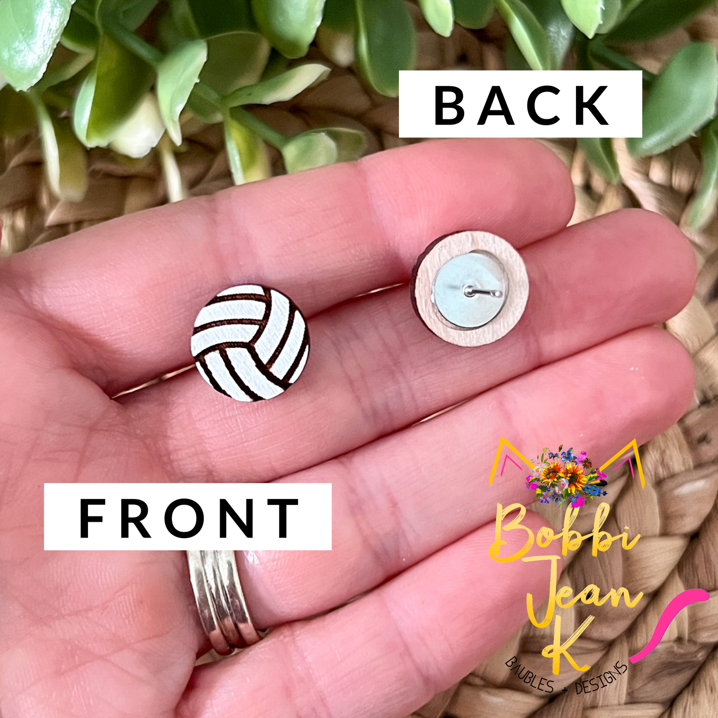 SALE: Volleyball Wood Studs - Hand Painted - LAST CHANCE