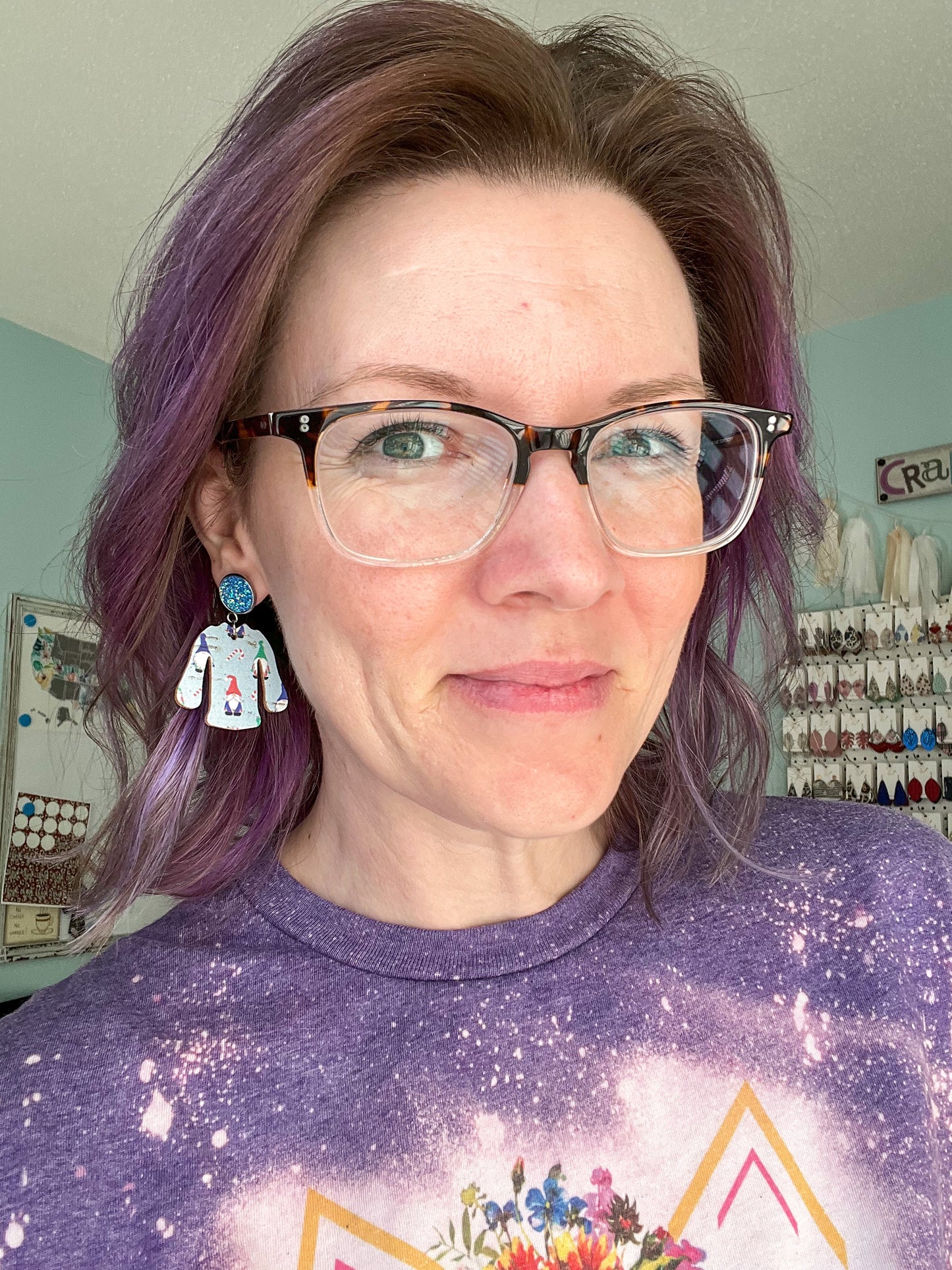 Holiday Gnomes "Ugly" Sweater Cork on Leather Earrings - ONLY ONE LEFT