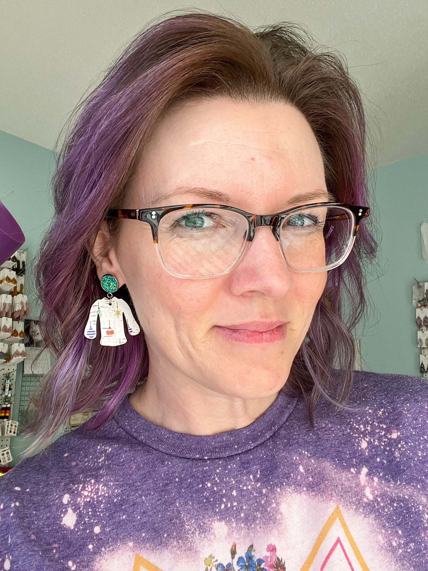 Holiday Ornaments "Ugly" Sweater Cork on Leather Earrings - ONLY 2 OF EACH LEFT