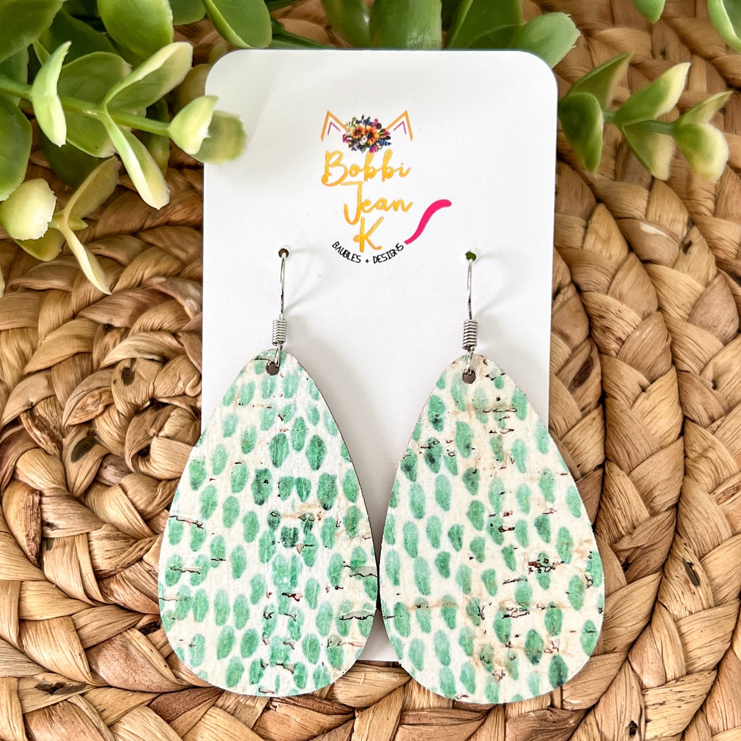 SALE: Cactus Seed Cork on Leather Earrings: Choose From 2 Styles - LAST CHANCE (WAS $10)