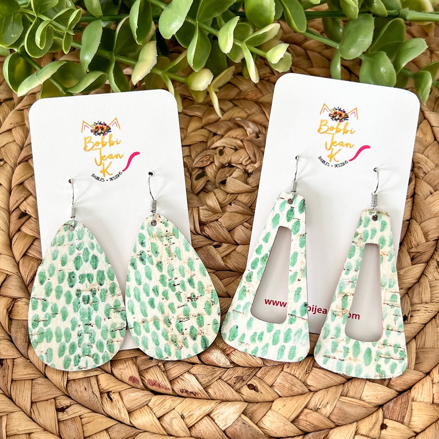 SALE: Cactus Seed Cork on Leather Earrings: Choose From 2 Styles - LAST CHANCE (WAS $10)