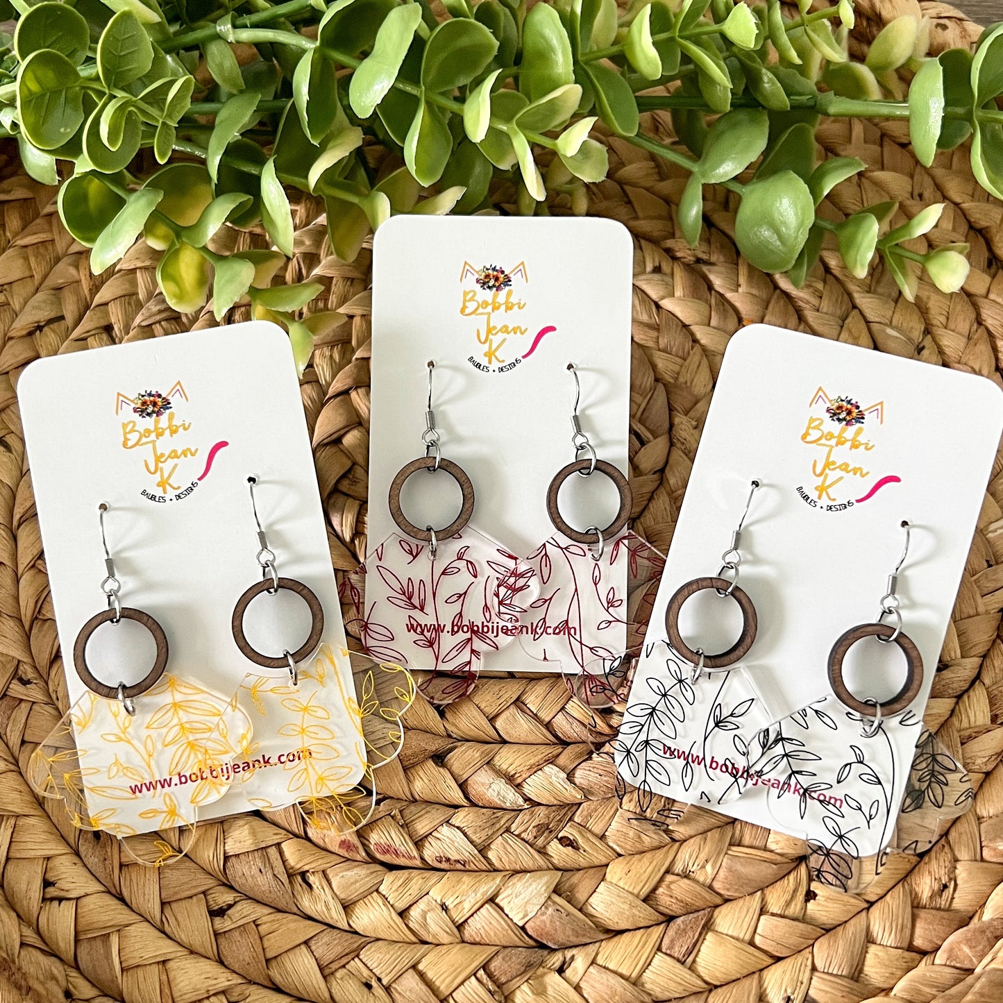 Scalloped Vines Acrylic Earrings: Choose From 3 Colors - LAST CHANCE