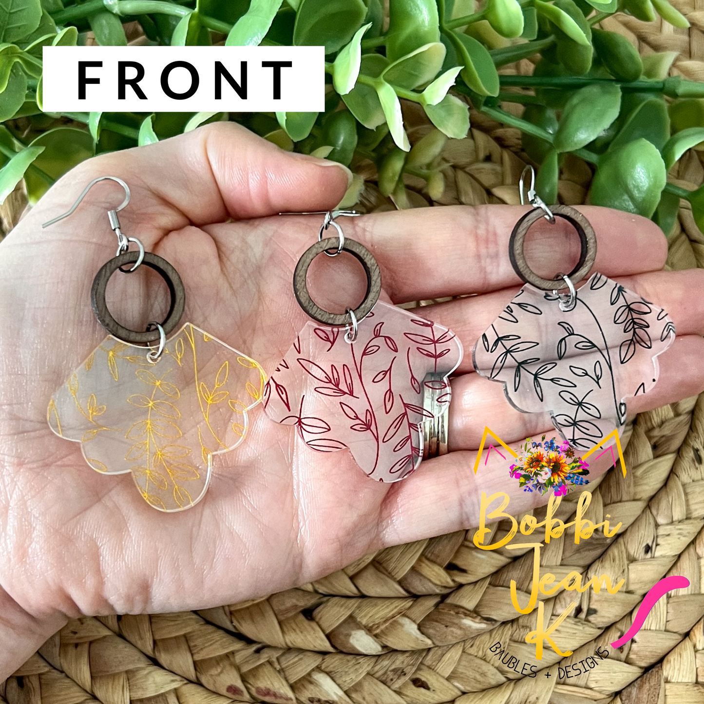 Scalloped Vines Acrylic Earrings: Choose From 3 Colors - LAST CHANCE