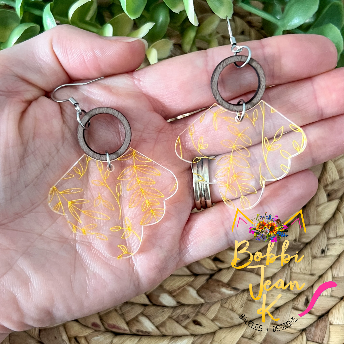 Scalloped Vines Acrylic Earrings: Choose From 3 Colors - LAST CHANCE