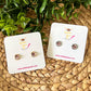 Colorful Turkey Glass Studs 8mm: OPEN ITEM TO CHOOSE SILVER OR GOLD SETTINGS