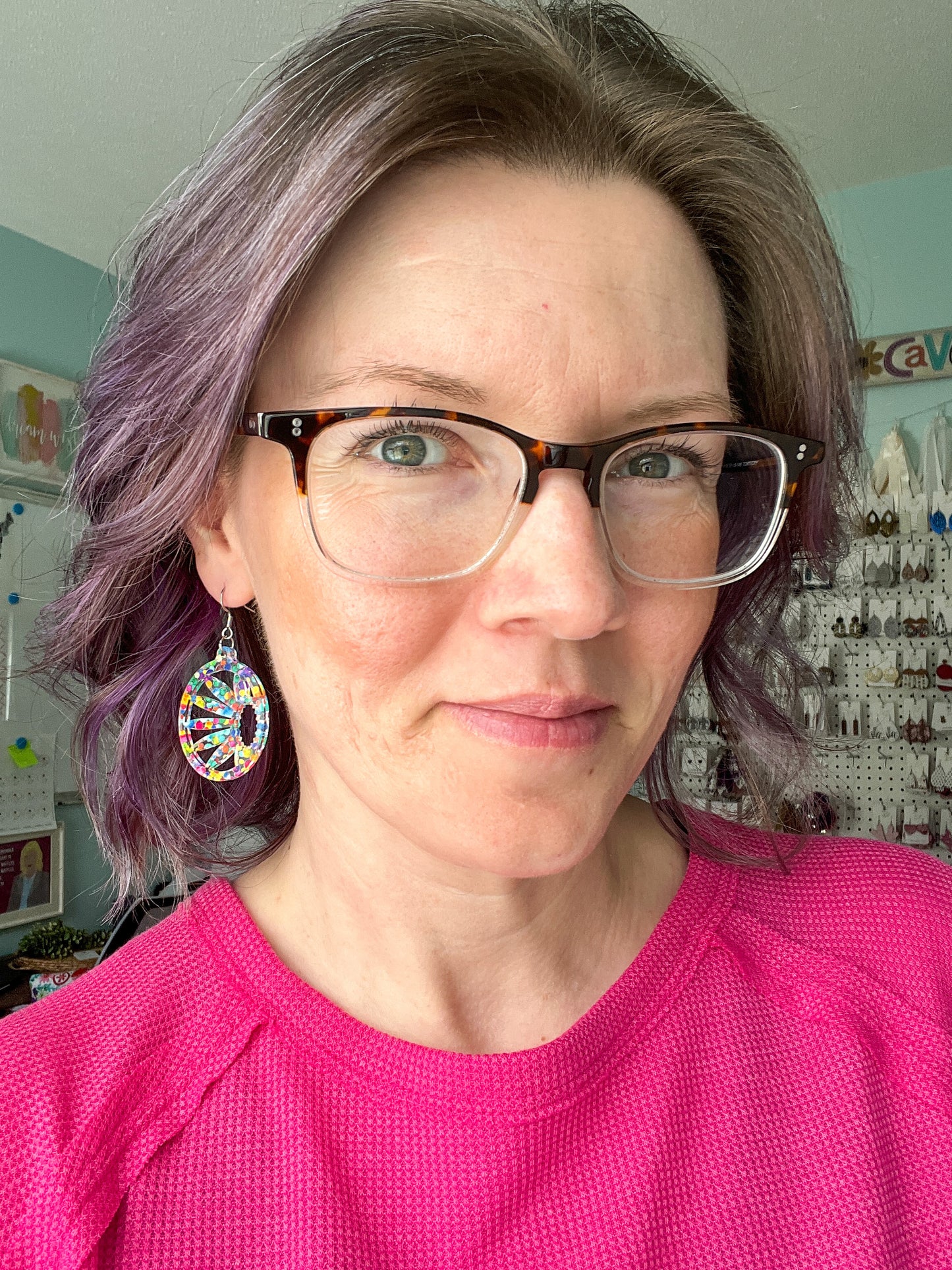 Rainbow Dots Acrylic Daisy Earrings: Choose From 2 Styles