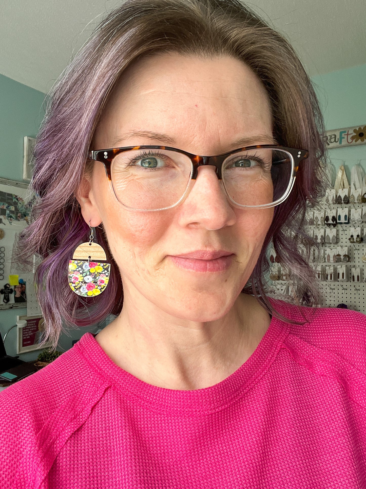 Micro Floral Bouquet Half Moon Acrylic Earrings: Choose From 3 Styles - LAST CHANCE