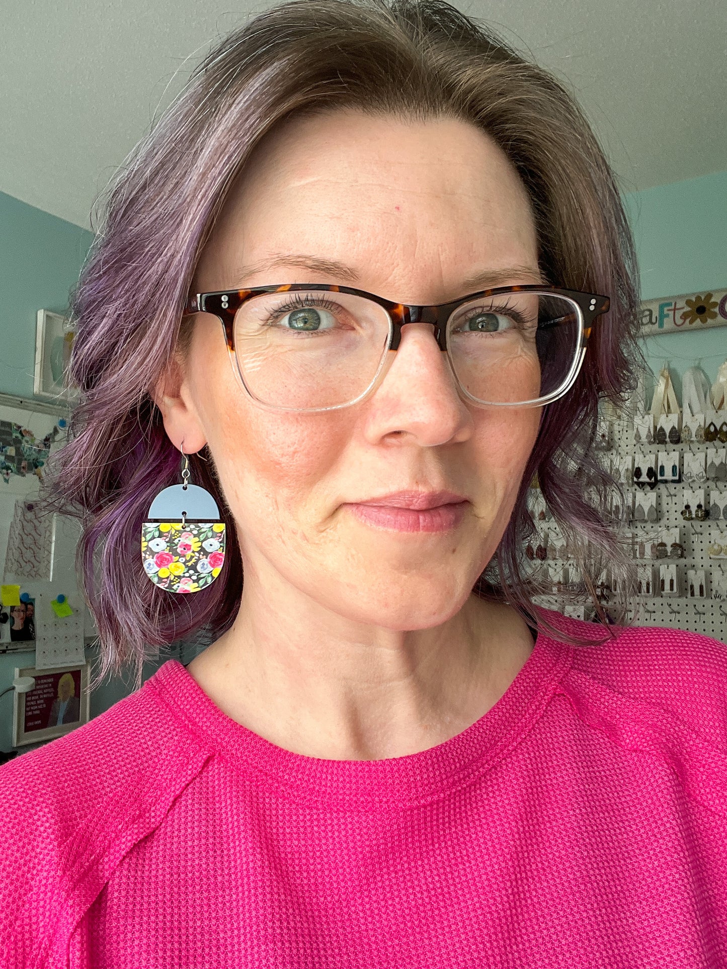 Micro Floral Bouquet Half Moon Acrylic Earrings: Choose From 3 Styles - LAST CHANCE