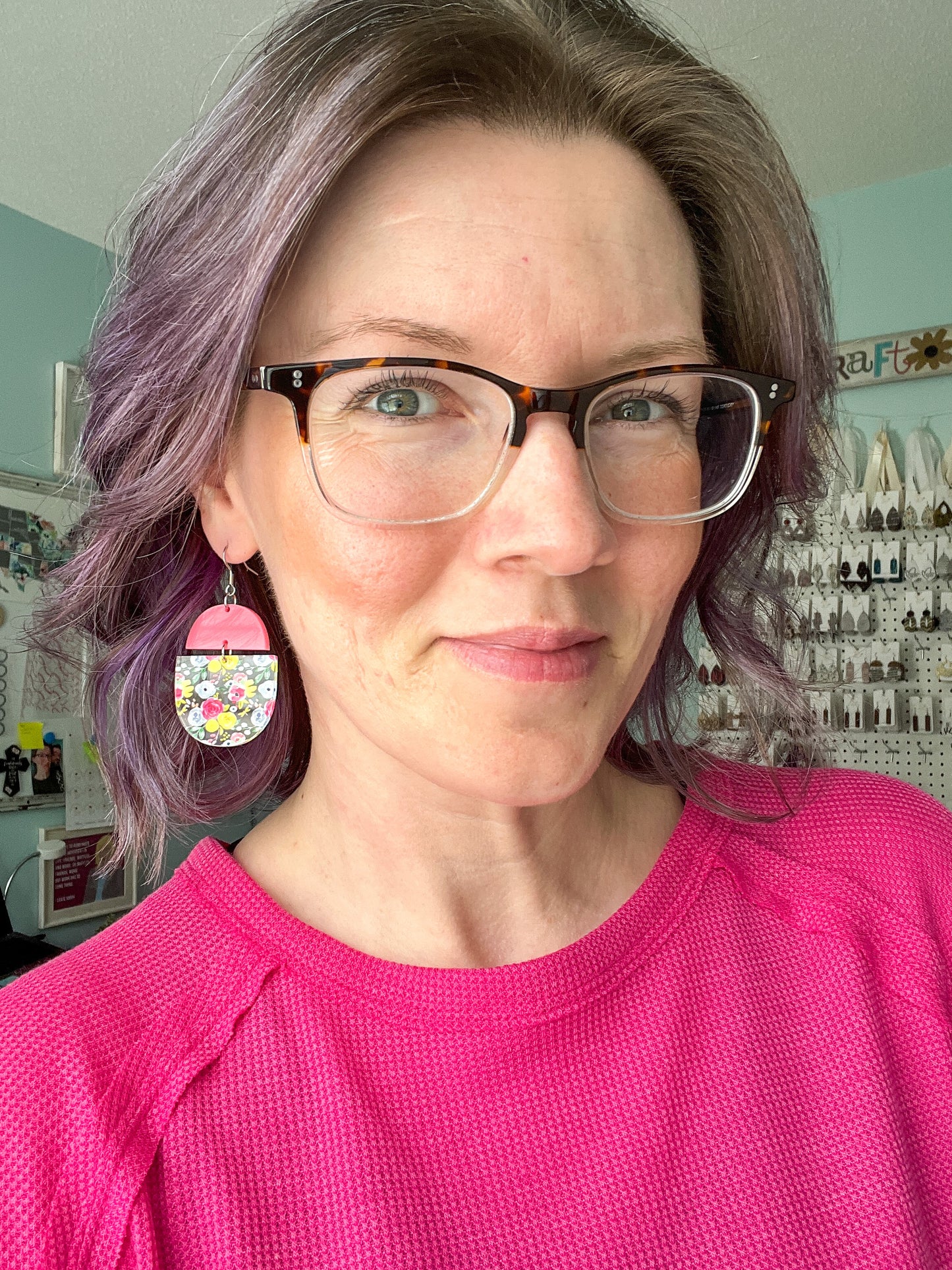 Micro Floral Bouquet Half Moon Acrylic Earrings: Choose From 3 Styles - LAST CHANCE