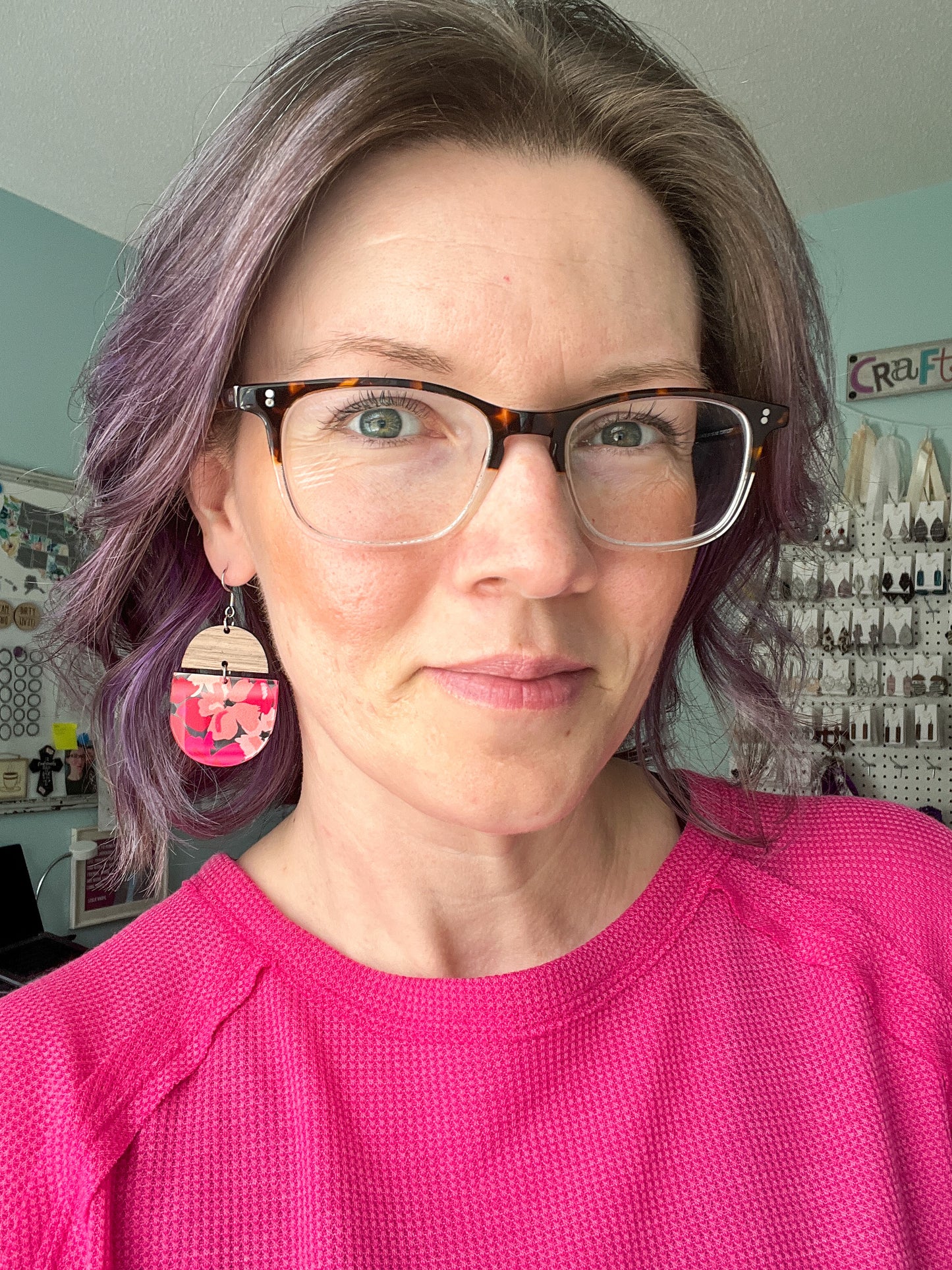 Hibiscus Half Moon Acrylic Earrings: Choose From 2 Styles - LAST CHANCE