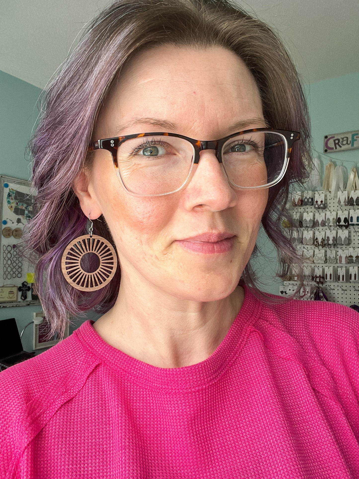 Walnut Wood Circle Cutout Earrings: Choose From 2 Sizes