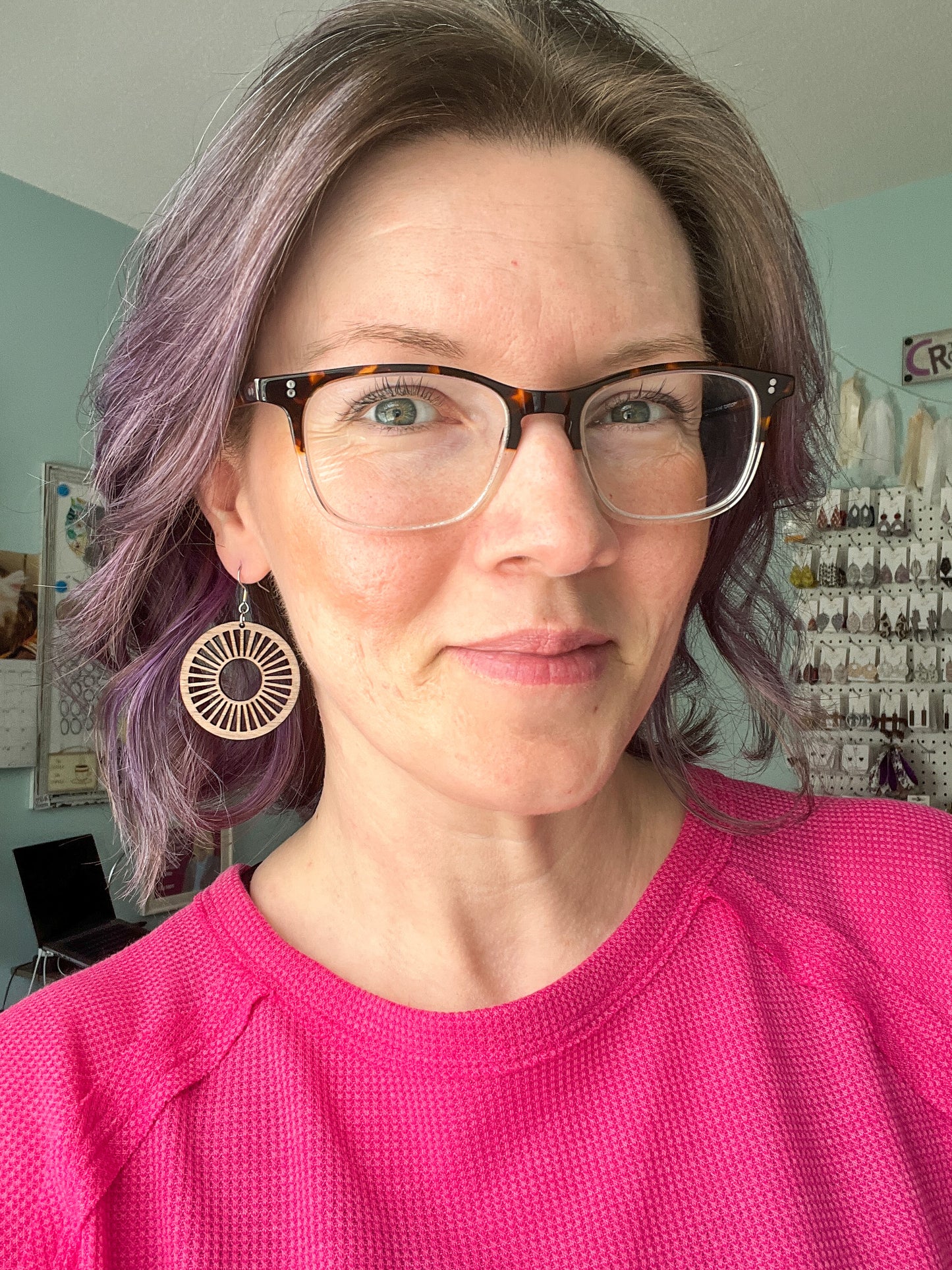 Walnut Wood Circle Cutout Earrings: Choose From 2 Sizes