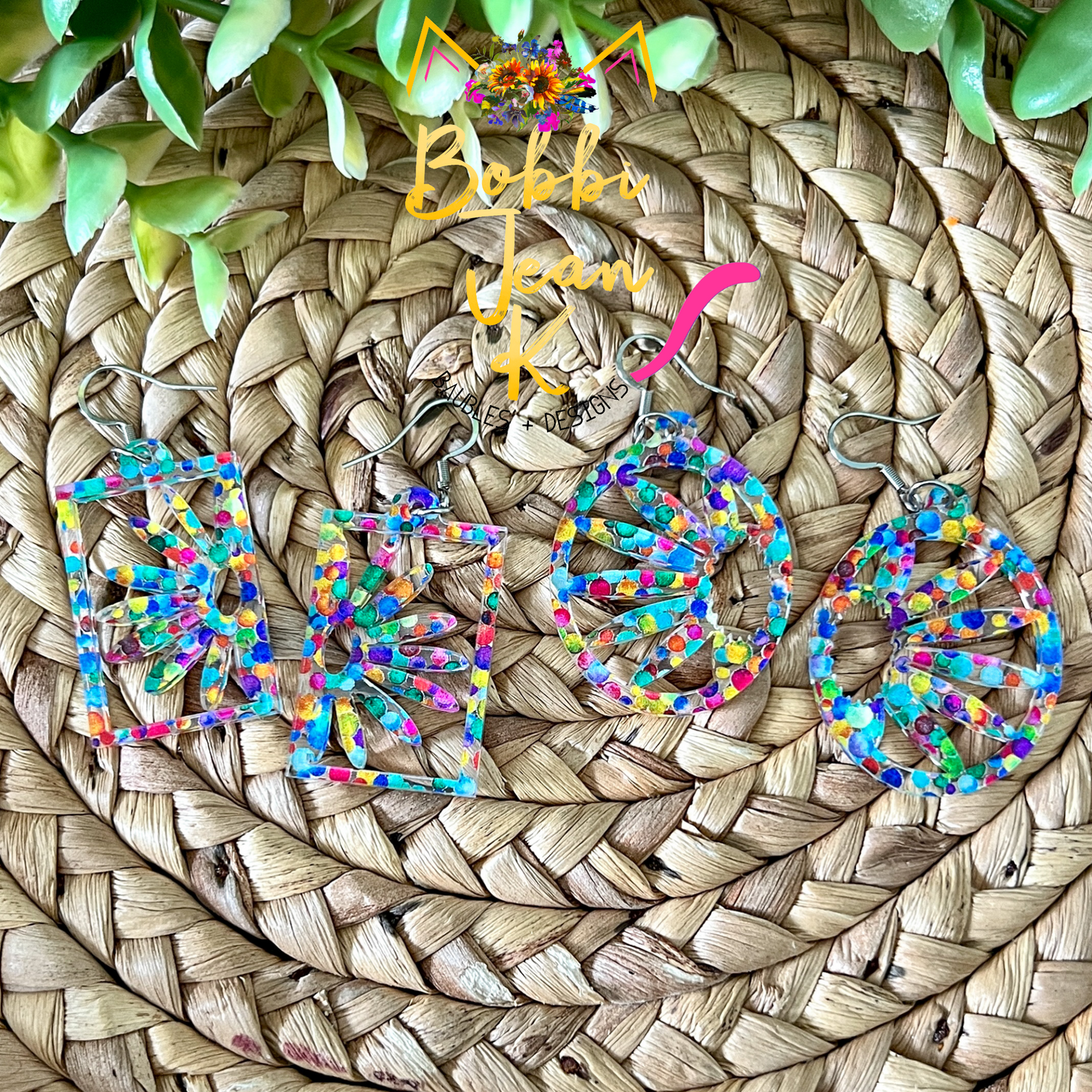 Rainbow Dots Acrylic Daisy Earrings: Choose From 2 Styles