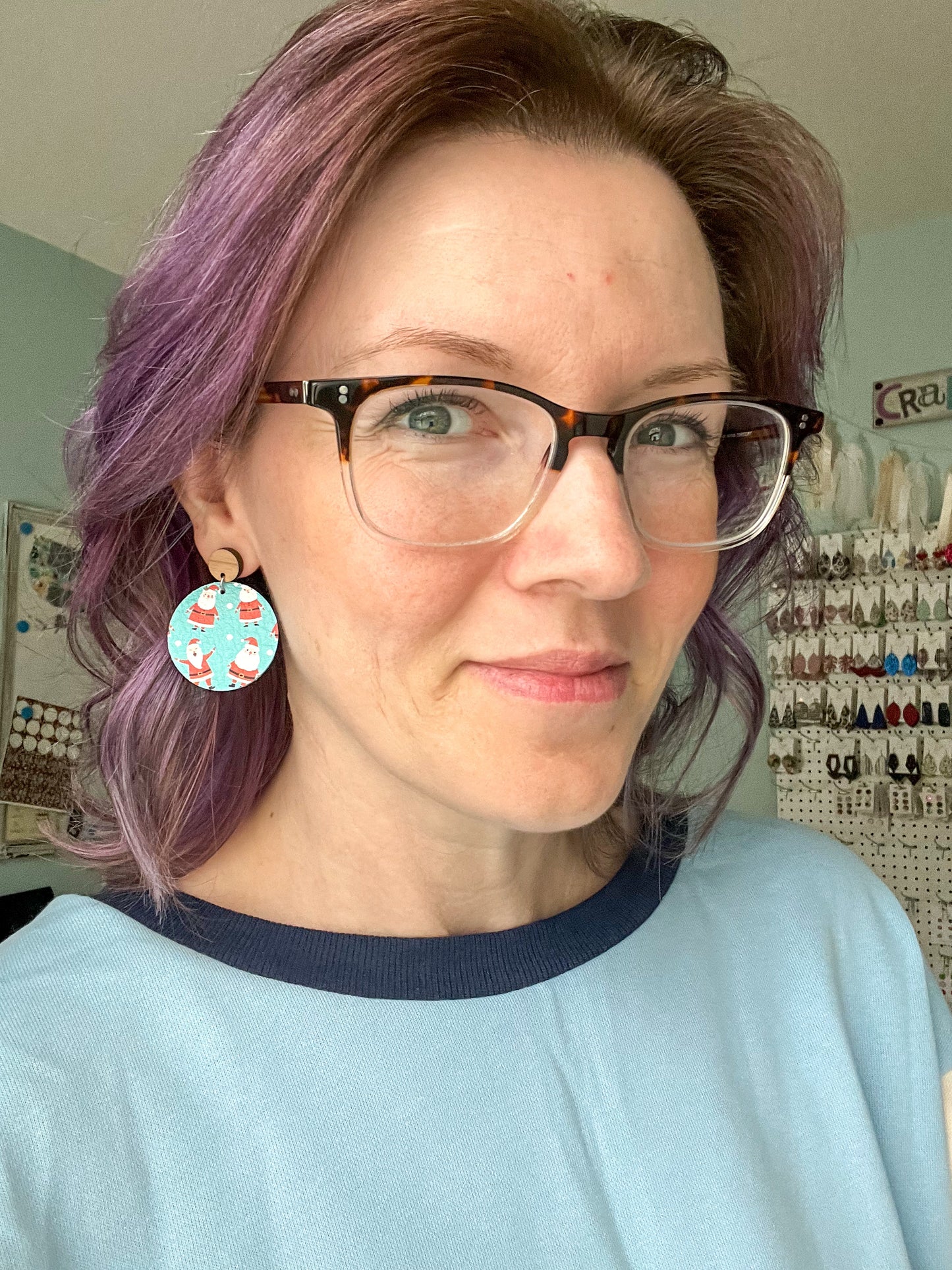 Whimsical Santa Leather Earrings: Choose From 3 Shape Options - LAST CHANCE