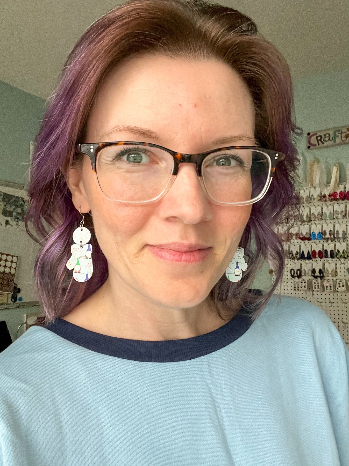 Holiday Ornaments Toboggan & Mitten Cork on Leather Earrings - ONLY 2 OF EACH LEFT