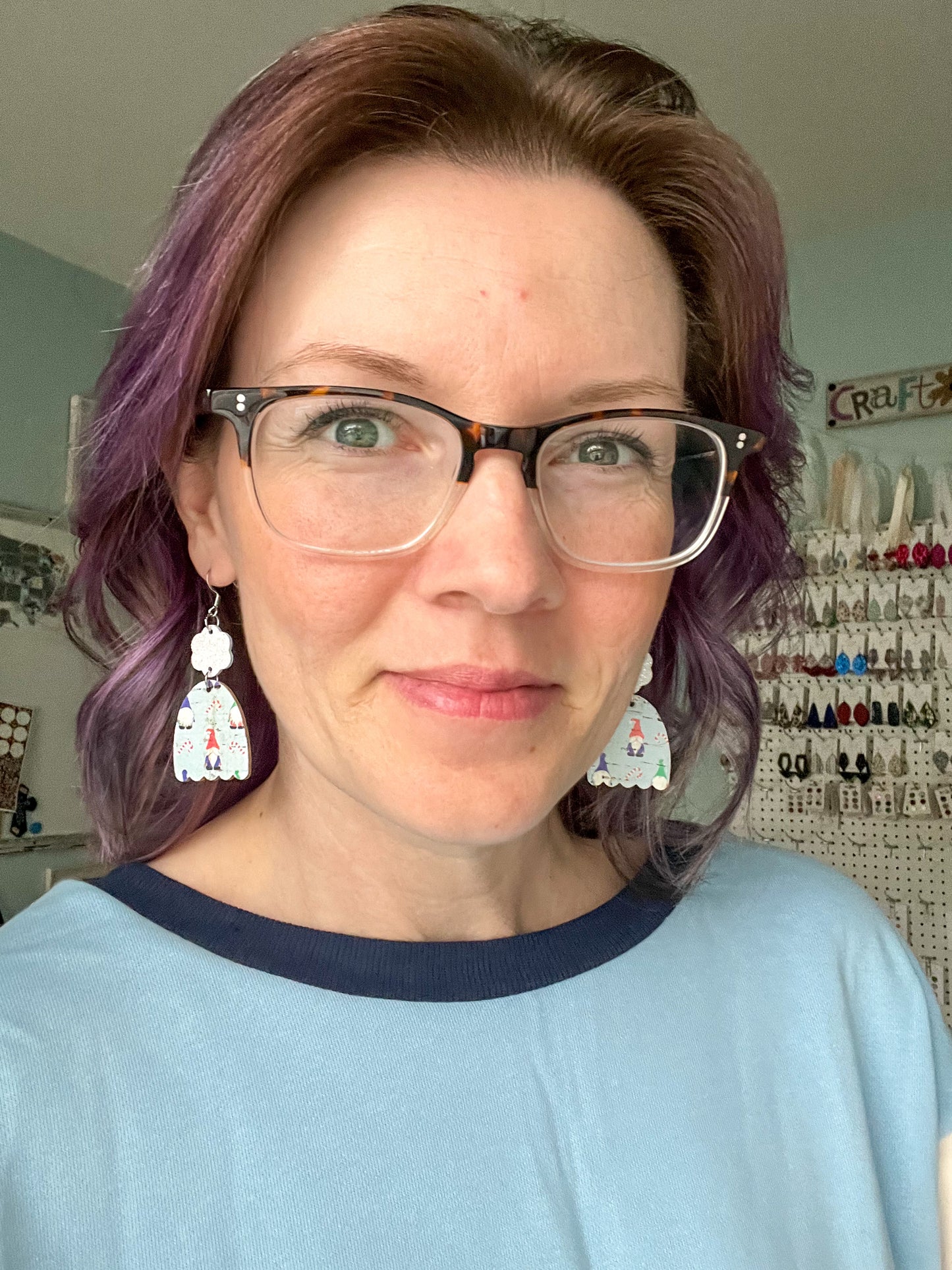 Holiday Ornaments Toboggan & Mitten Cork on Leather Earrings - ONLY 2 OF EACH LEFT