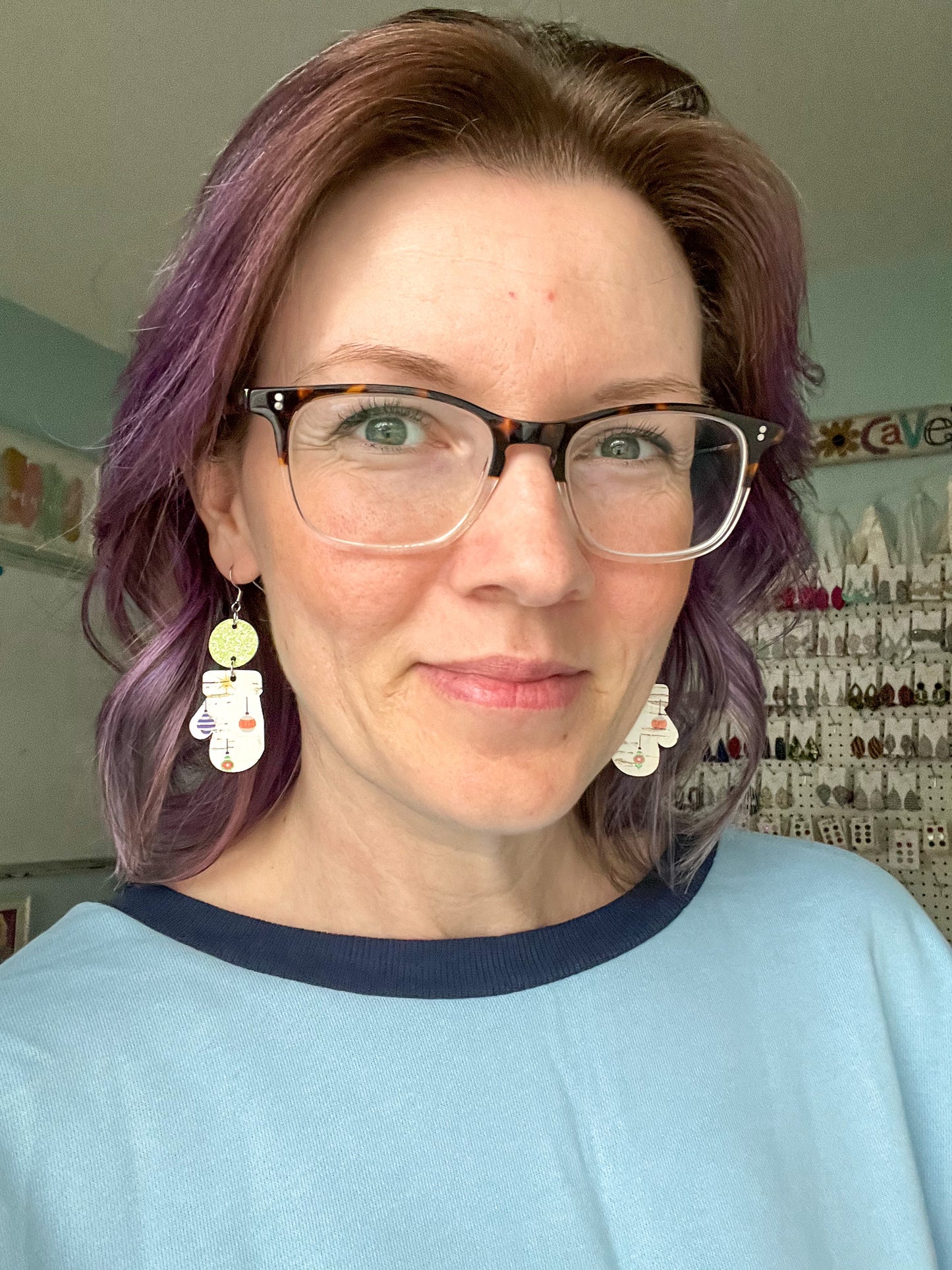 Holiday Gnomes Toboggan & Mitten Cork on Leather Earrings - ONLY ONE TOBOGGAN LEFT