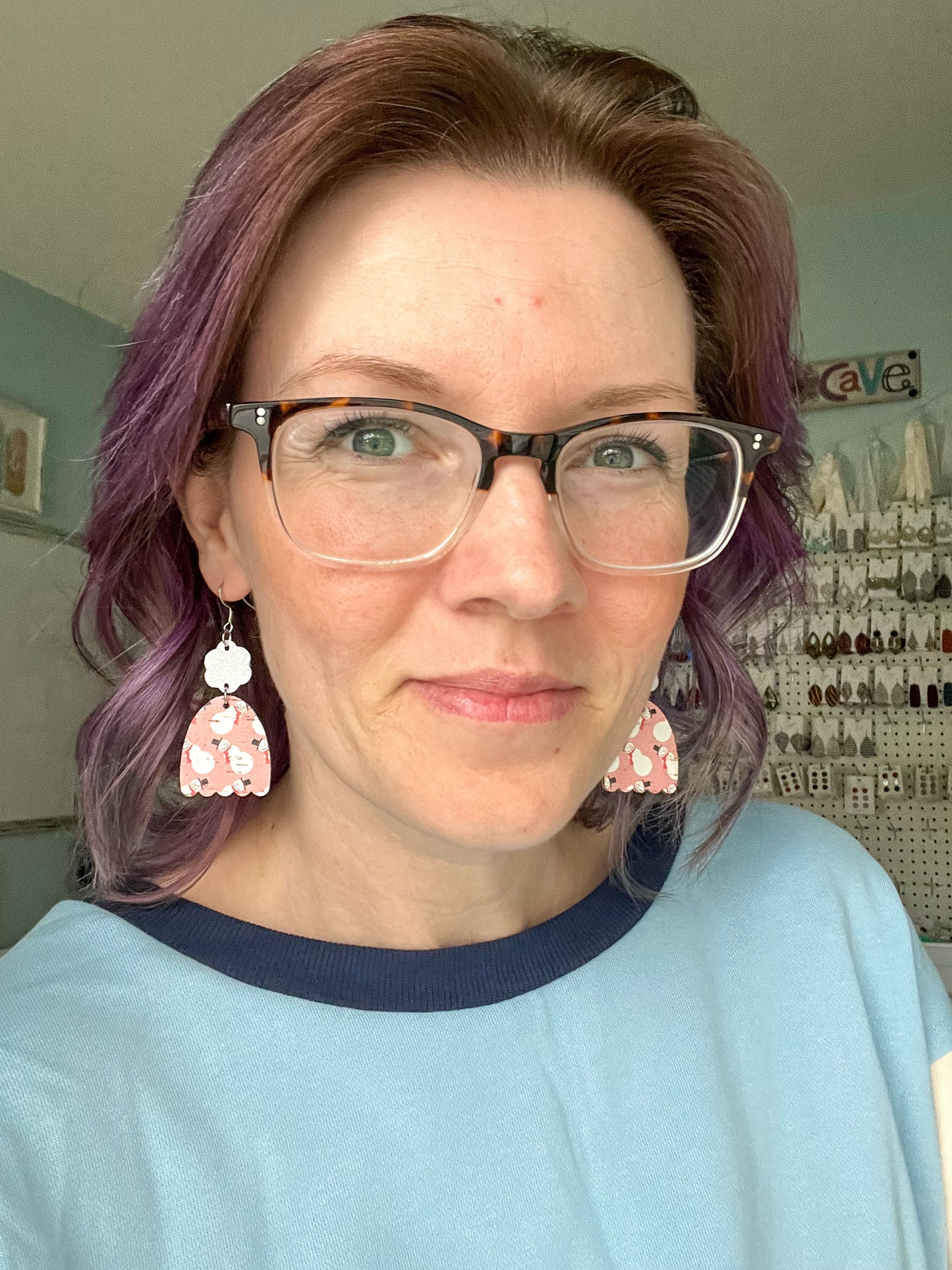 Whimsical Snowmen Toboggan & Mitten Cork on Leather Earrings - ONLY 2 TOBOGGAN LEFT