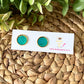 Iridescent Blue/Green "Striped" Faux Druzy Studs 12mm: Choose Silver or Gold Settings