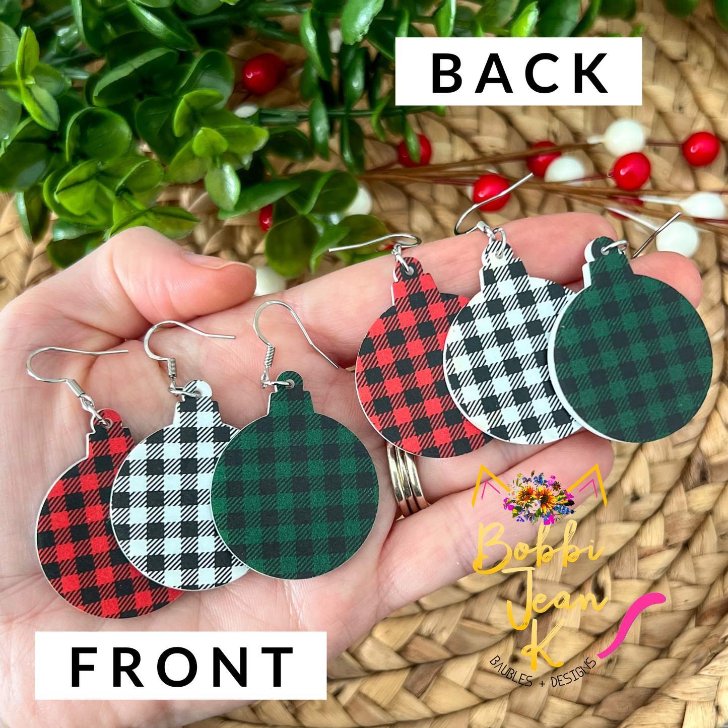 White & Black Plaid Acrylic Ornament Earrings: Choose From 2 Shape Options