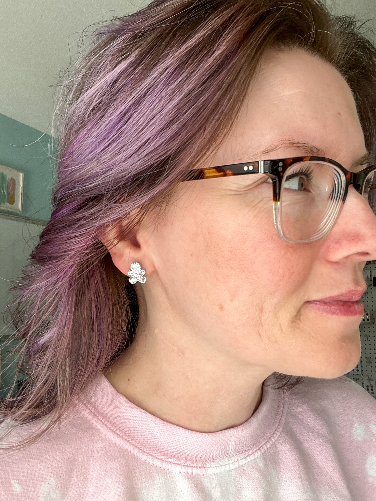 Gingerbread Men Glittered Acrylic Studs: Choose From Topaz or Silver