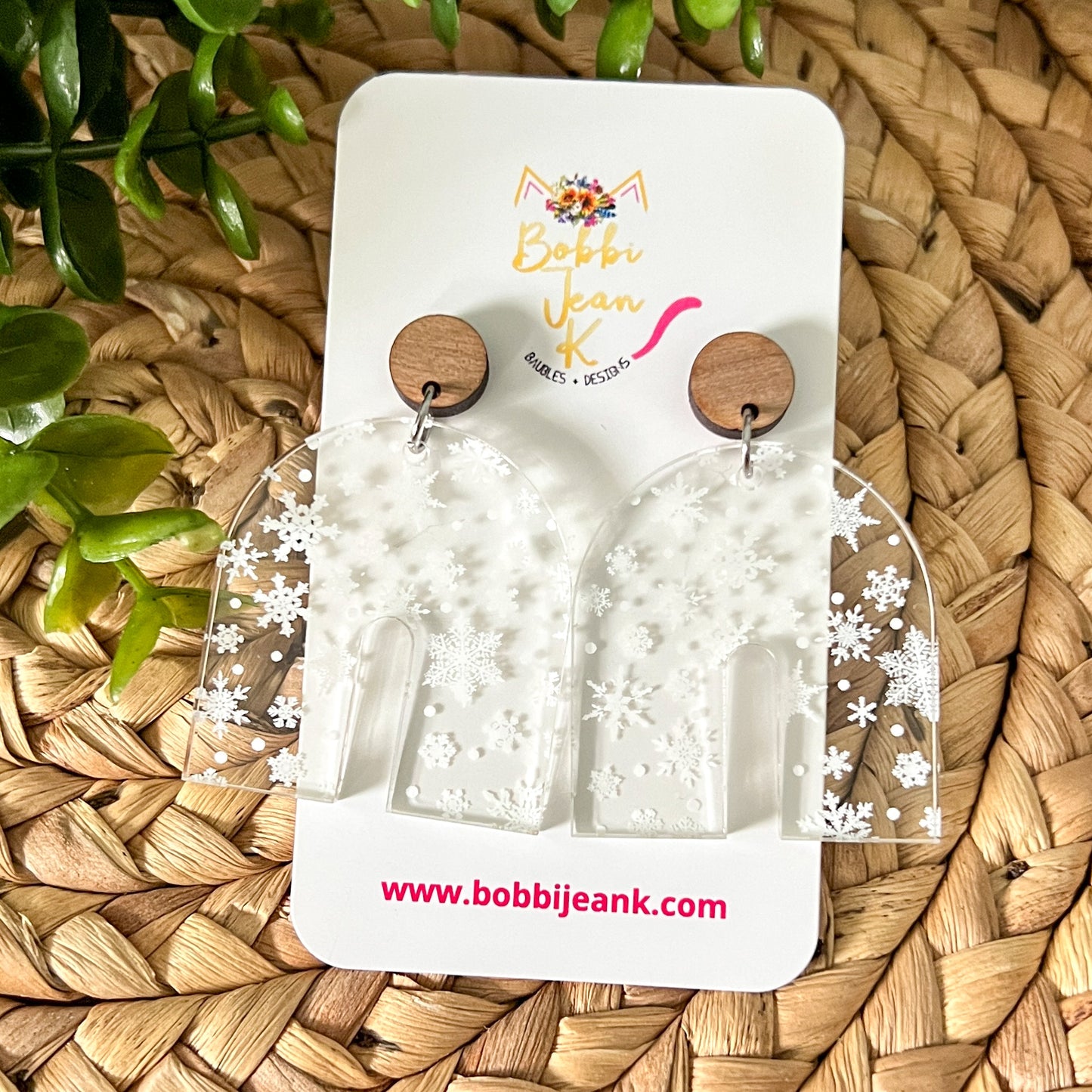 Snowflake Clear Acrylic Earrings: Choose From 3 Shape Options