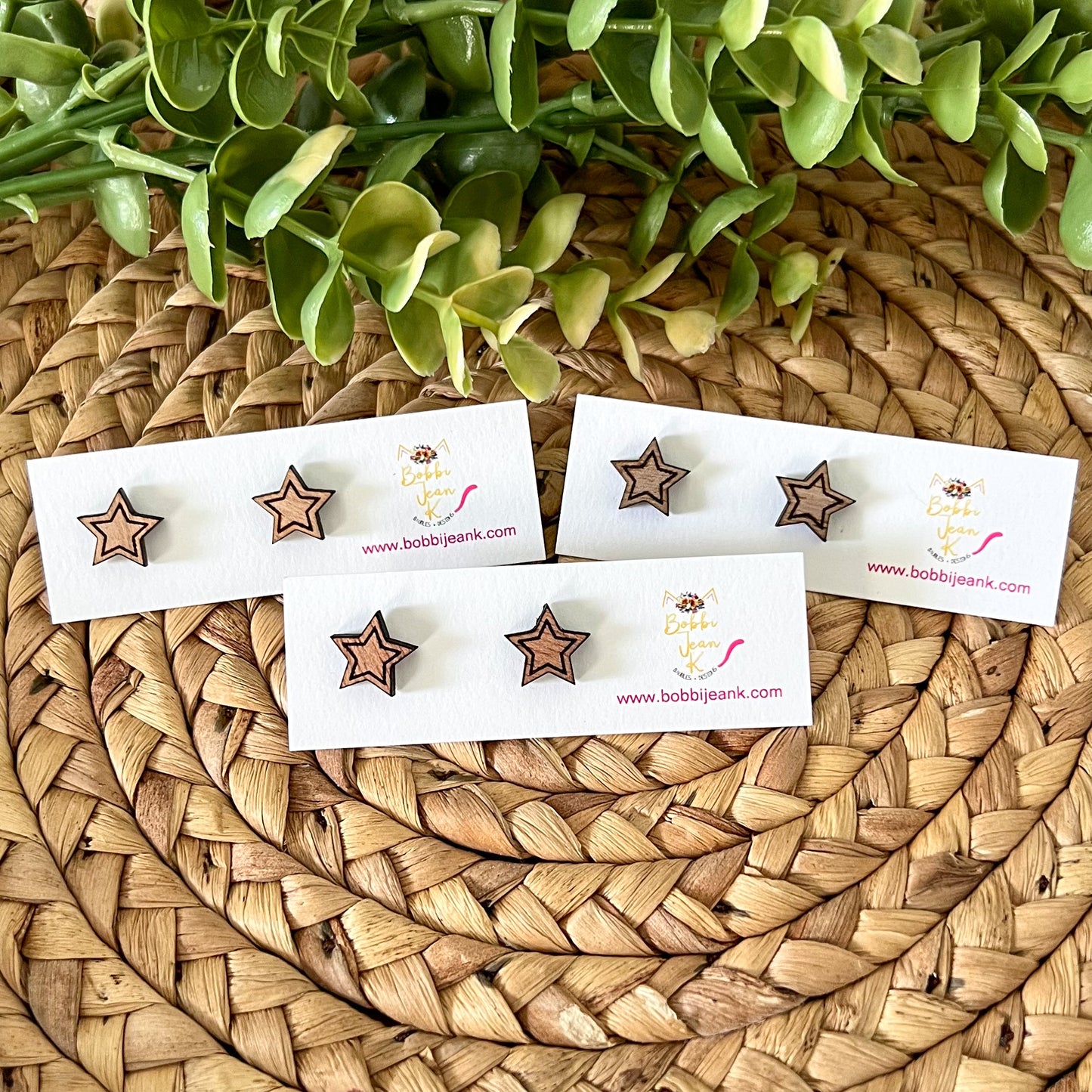 Wood Star Studs: Choose From 3 Wood Options
