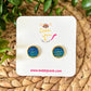 Iridescent Midnight Blue "Striped" Faux Druzy Studs 12mm: Choose Silver or Gold Settings