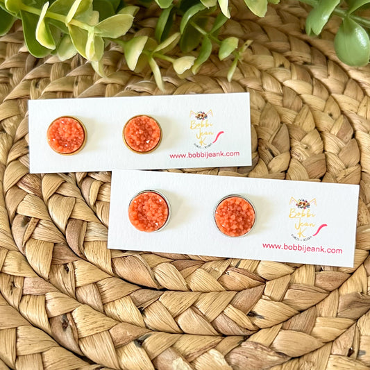 SALE: Sunset Raised Faux Druzy Studs 12mm: Choose Silver or Gold Settings - ONLY ONE LEFT
