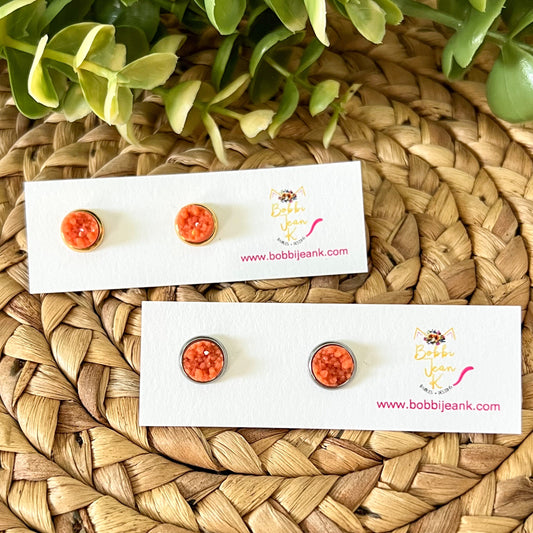 SALE: Sunset Raised Faux Druzy Studs 8mm: Choose Silver or Gold Settings - LOW STOCK