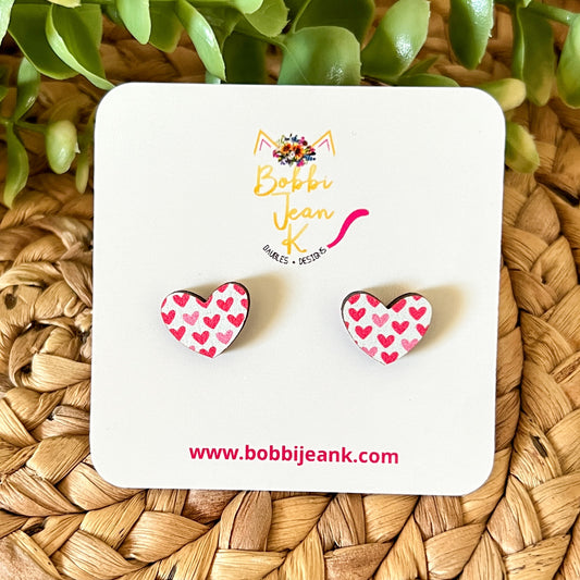 Mini Heart Wood Stud Earrings