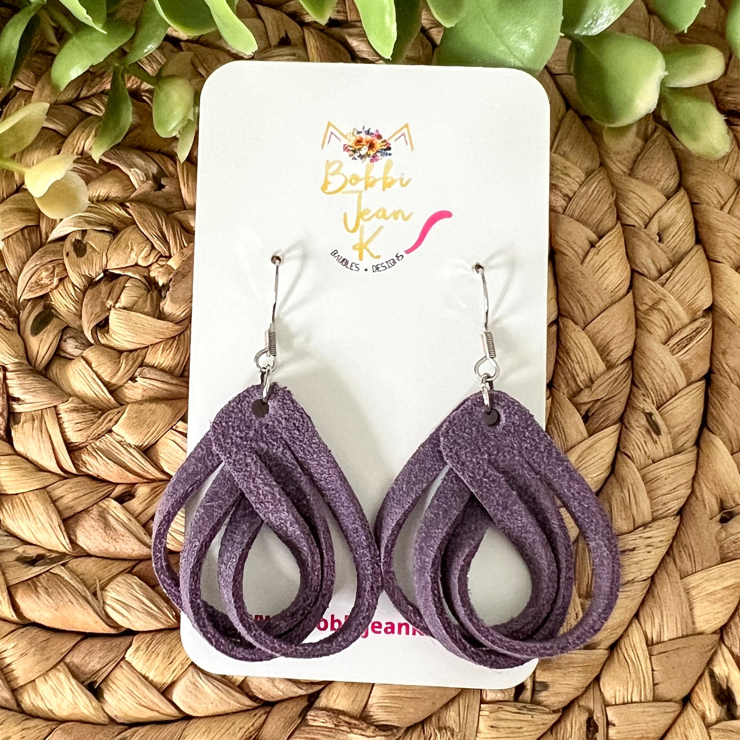 SALE: Amethyst Loop Suede Leather Earrings - COLOR WILL BE DISCONTINUED ONCE SOLD OUT