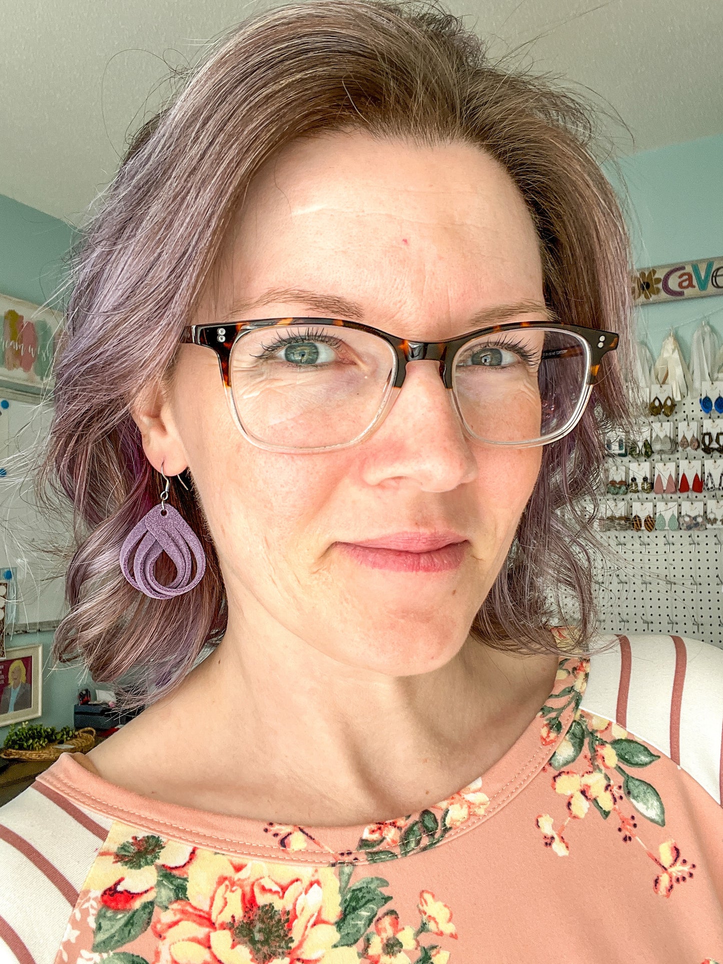 SALE: Amethyst Loop Suede Leather Earrings - COLOR WILL BE DISCONTINUED ONCE SOLD OUT