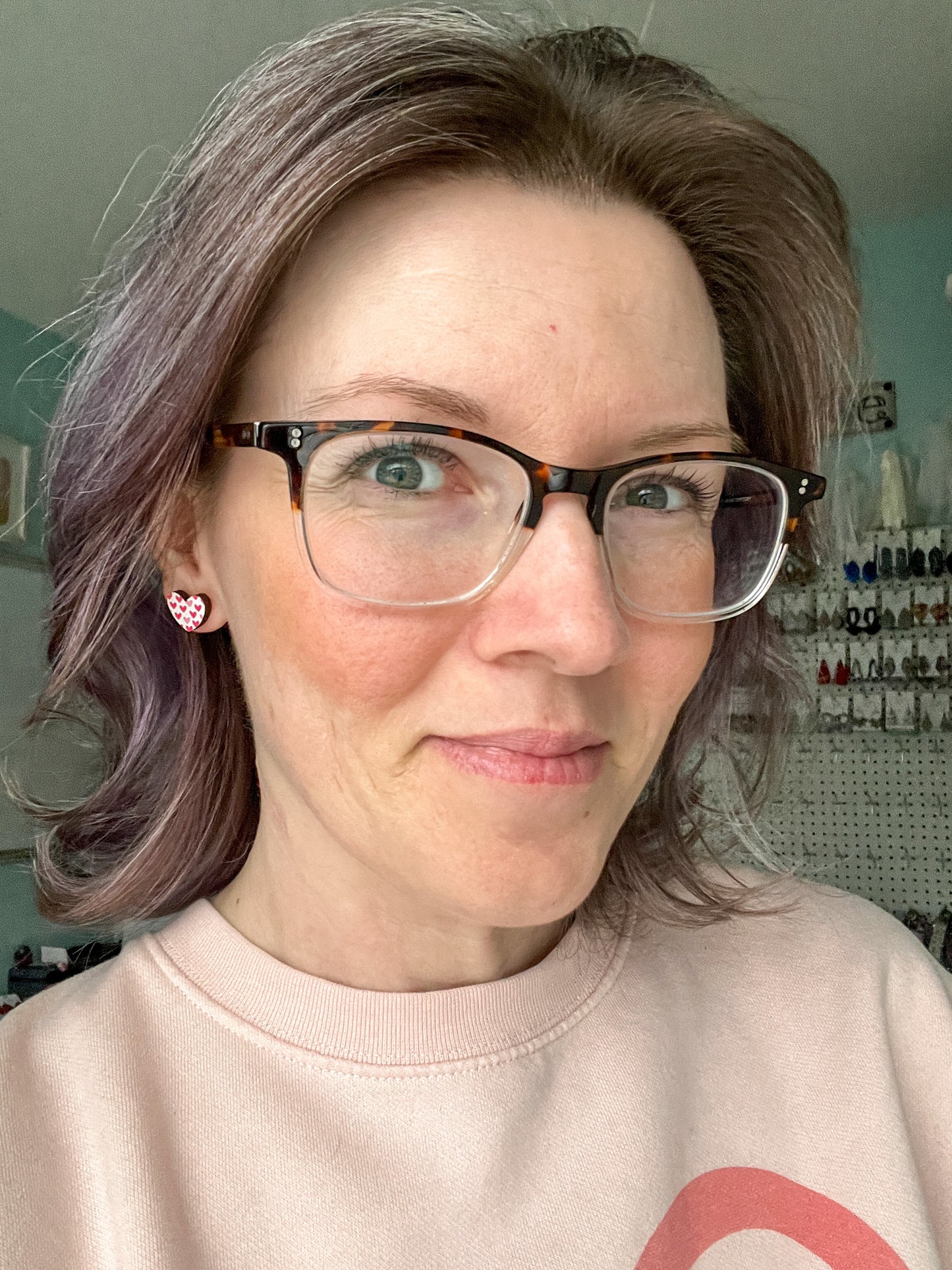 Mini Heart Wood Stud Earrings
