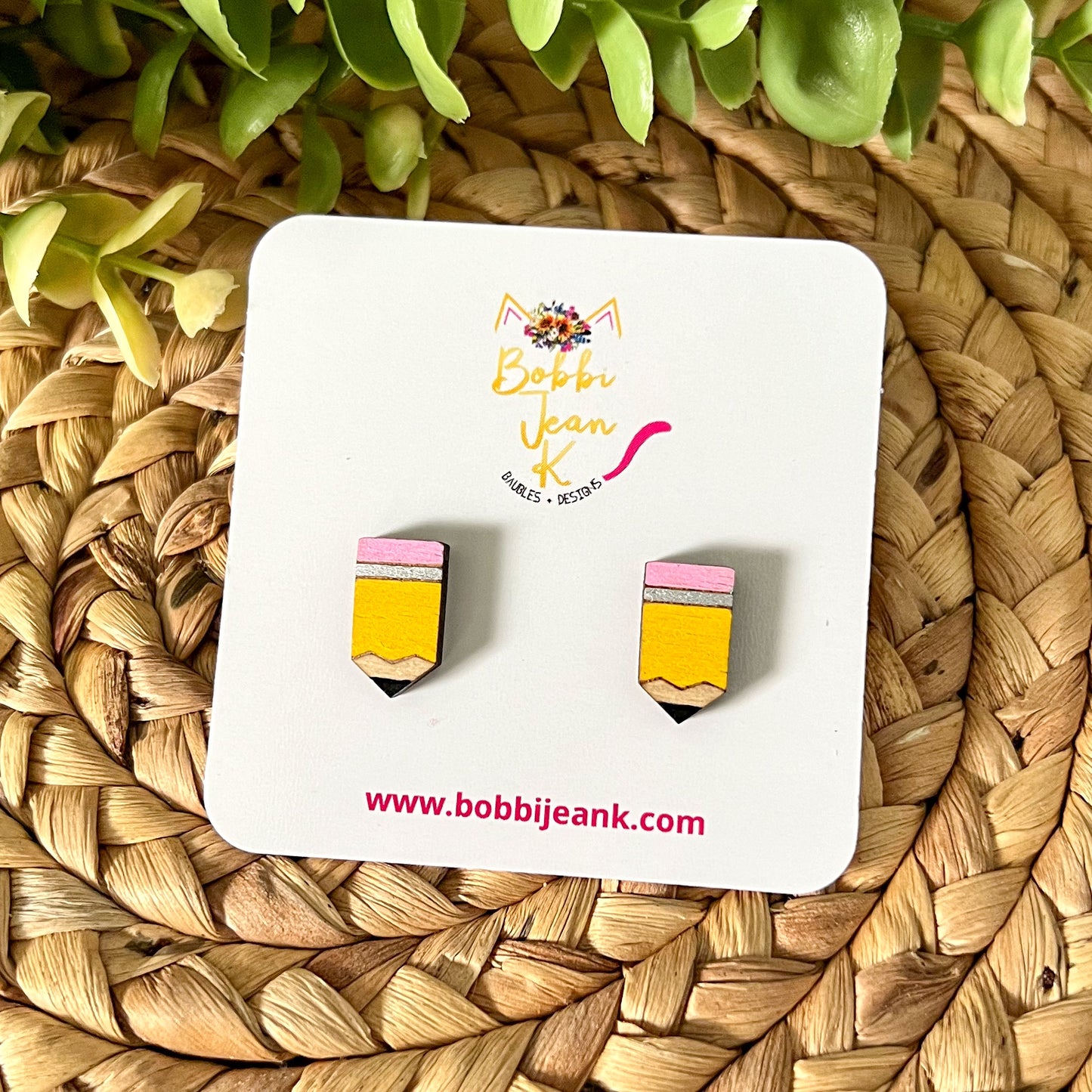 Pencil Hand Painted Wood Studs