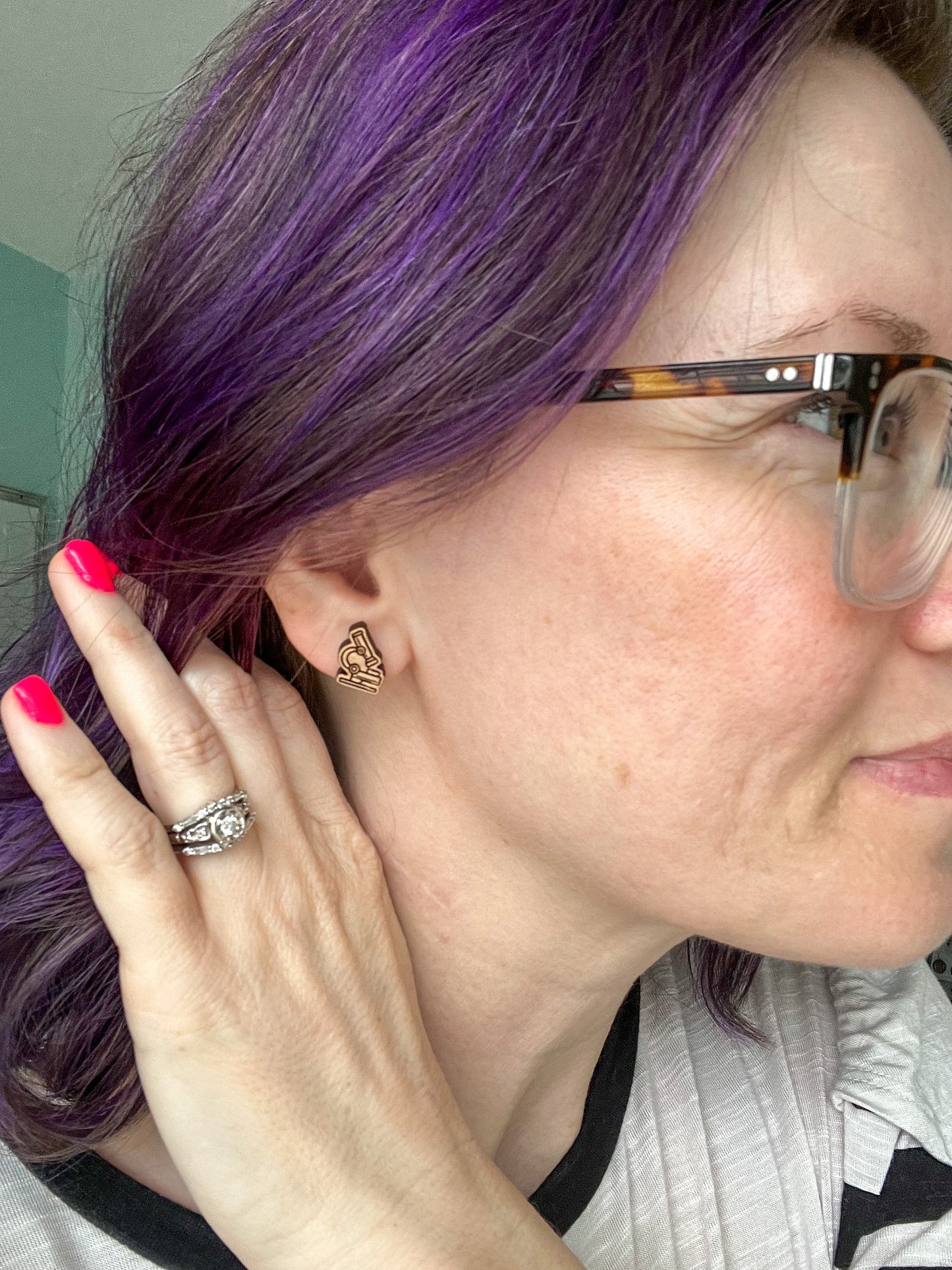 Microscope Wood Earrings: Choose From Dangles or Studs