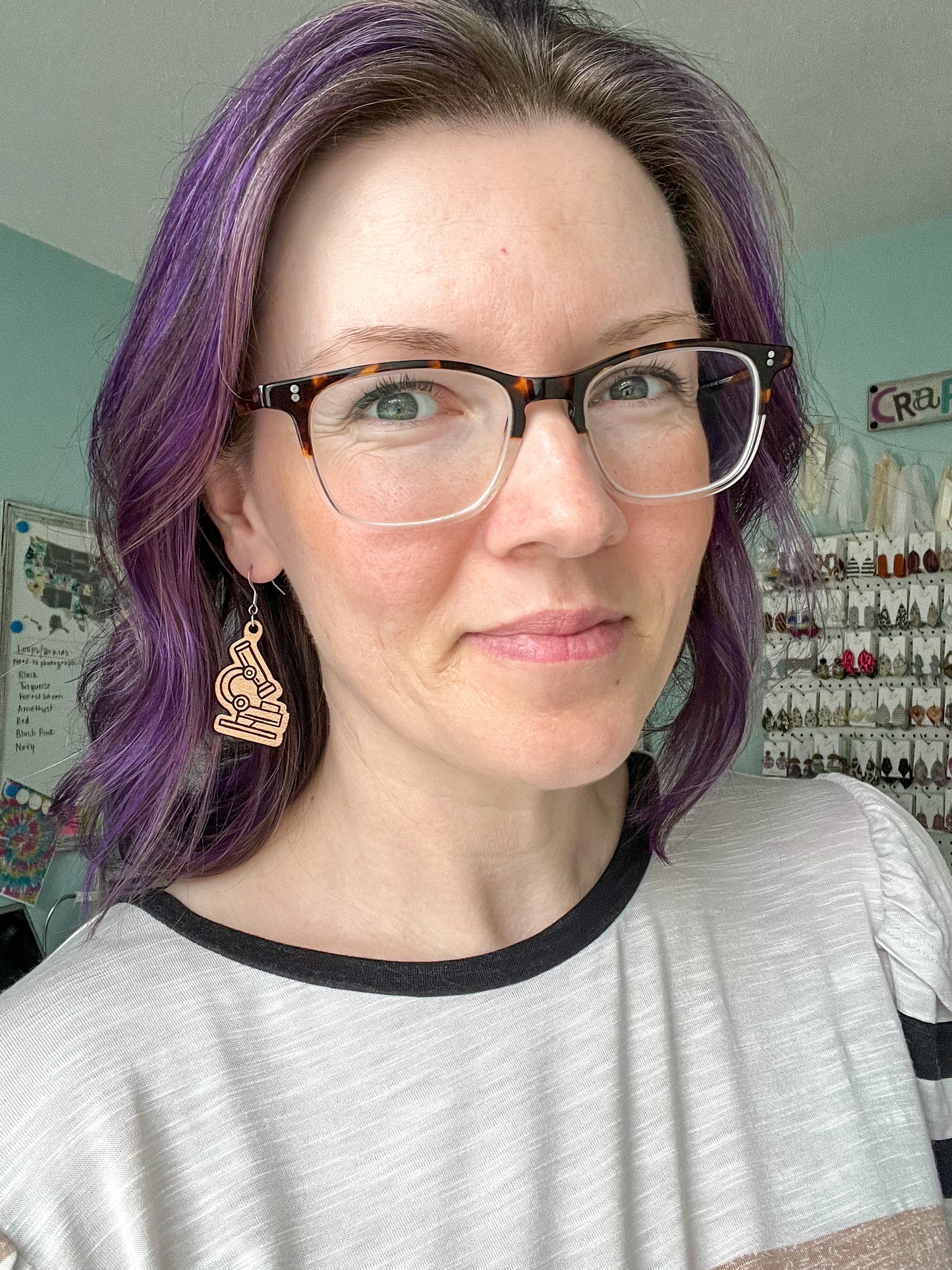 Microscope Wood Earrings: Choose From Dangles or Studs