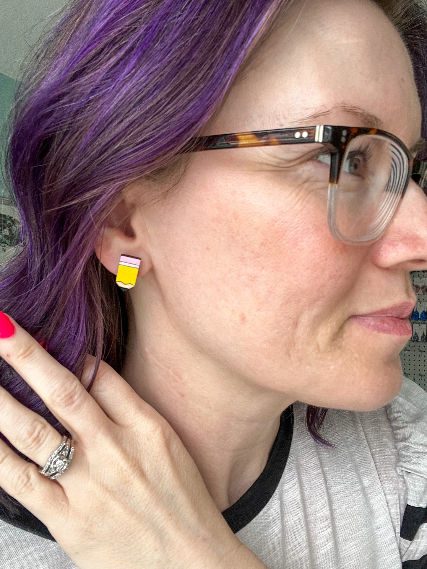 Pencil Hand Painted Wood Studs