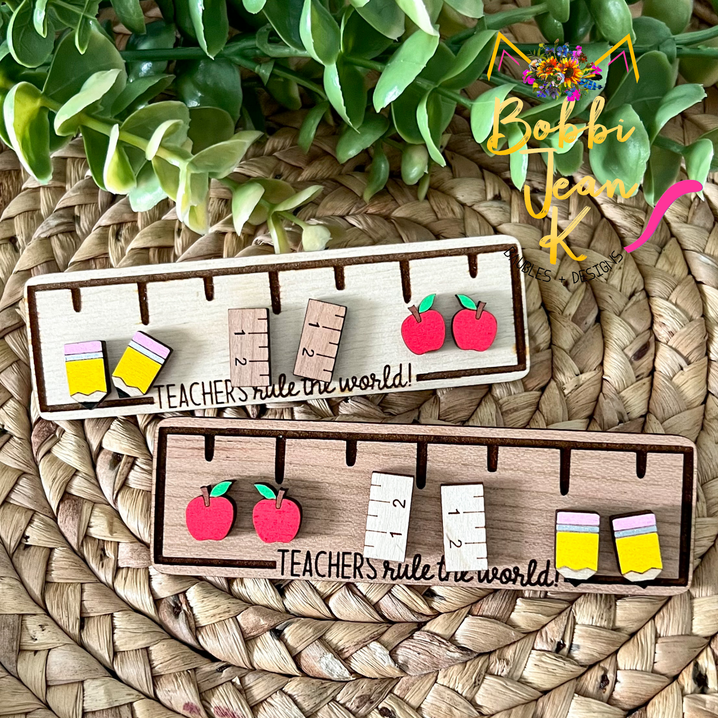 Apple Hand Painted Wood Studs