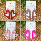 Infused Glitter Heart Cutout Leather Earrings: Choose From 4 Colors