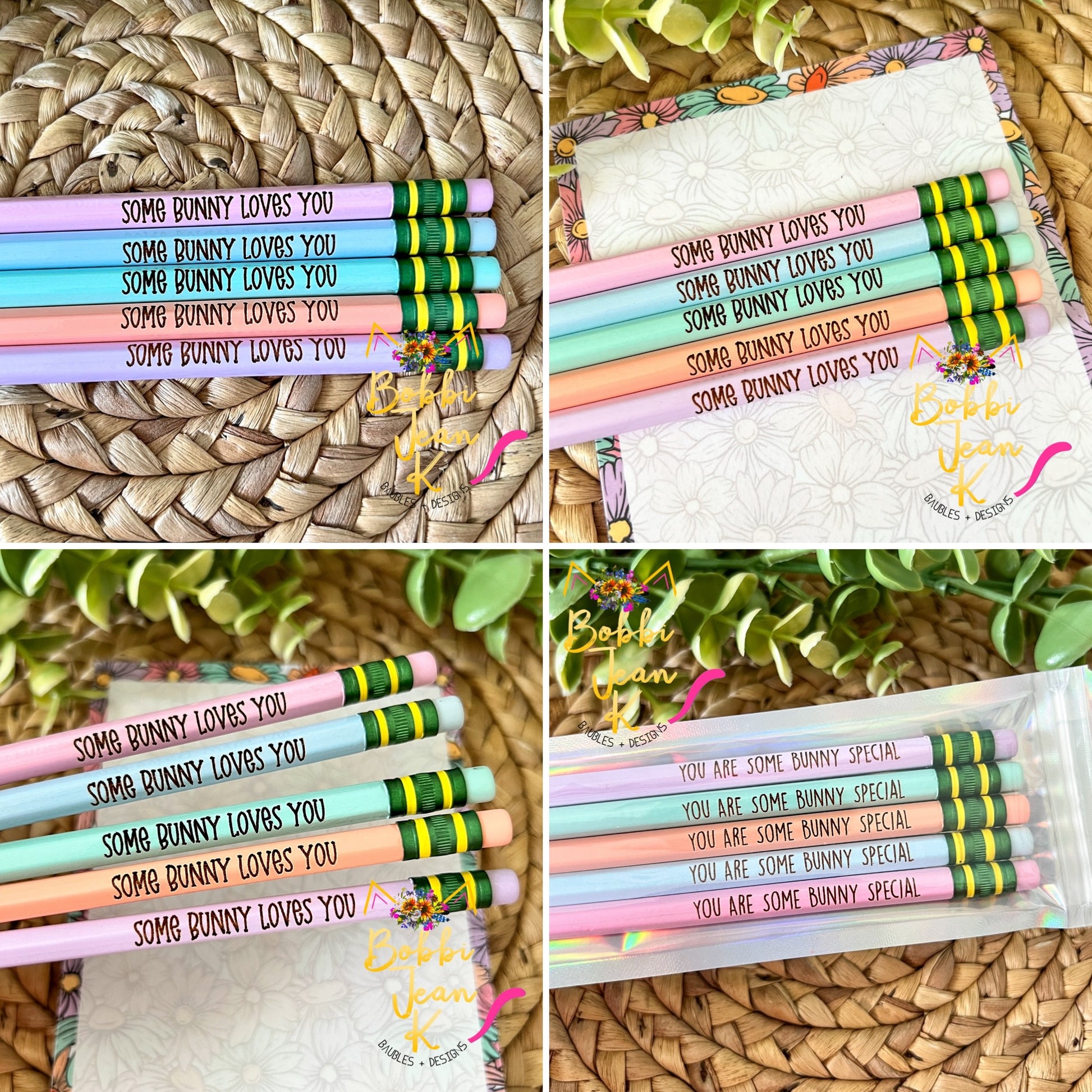 Some Bunny Loves You Engraved Ticonderoga Pastel Pencil Set