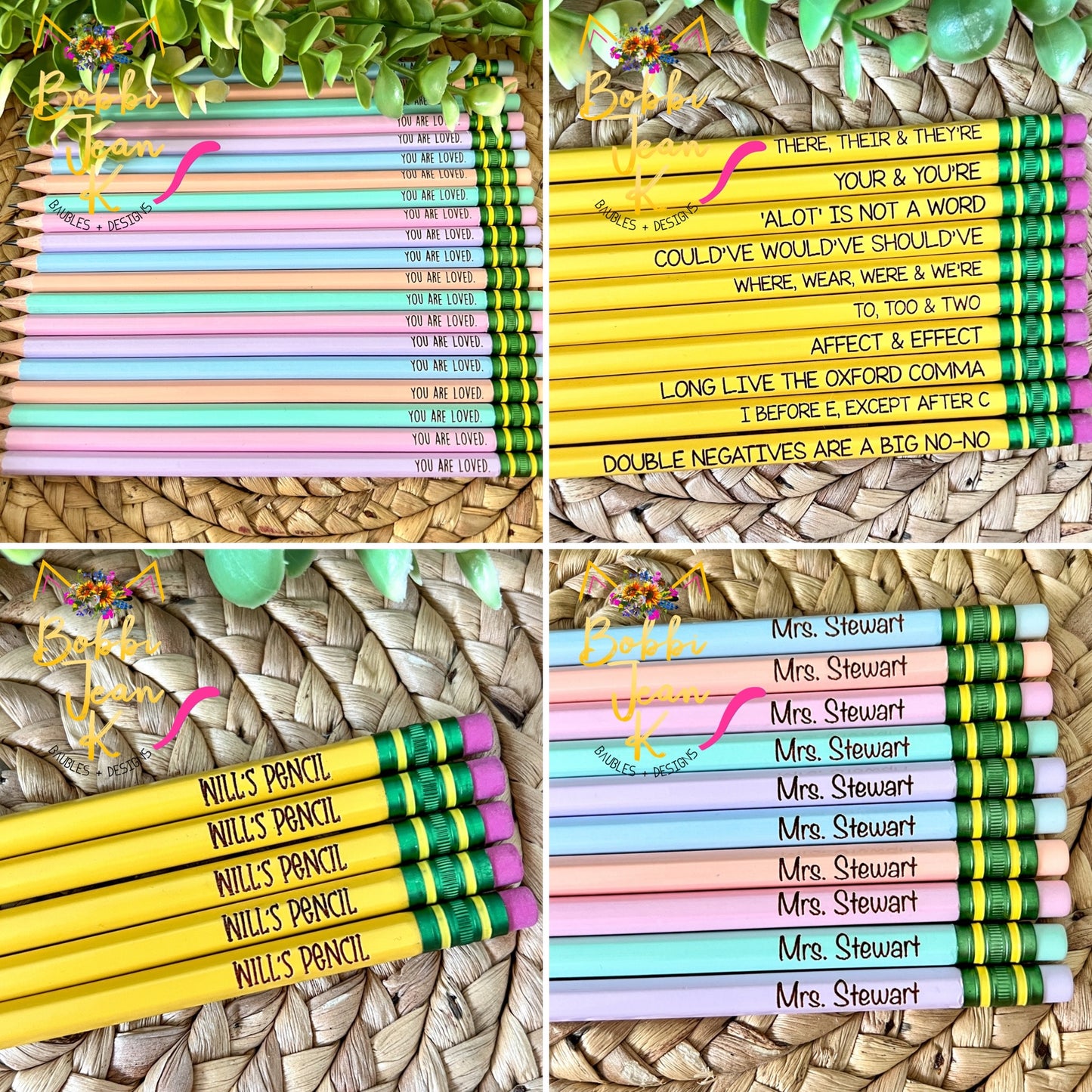 Custom Personalized Engraved Ticonderoga Pencils - Choose Traditional Yellow or Pastel Colors - PLEASE COMPLETE PERSONALIZATION BOXES (BOXES WILL APPEAR UNDER TITLE)