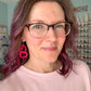 Hot Pink Acrylic Connected Double Heart Earrings: Choose From 2 Sizes