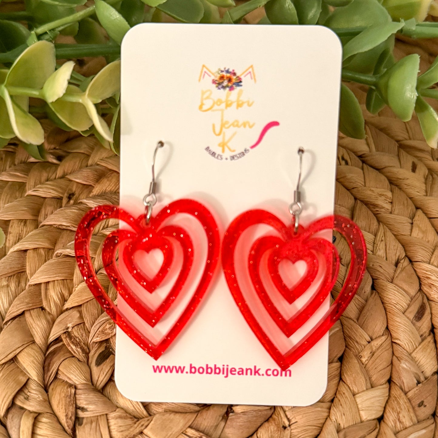 Intersecting Heart Acrylic Earrings: Choose From 2 Colors