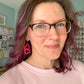 Hot Pink Acrylic Connected Double Heart Earrings: Choose From 2 Sizes