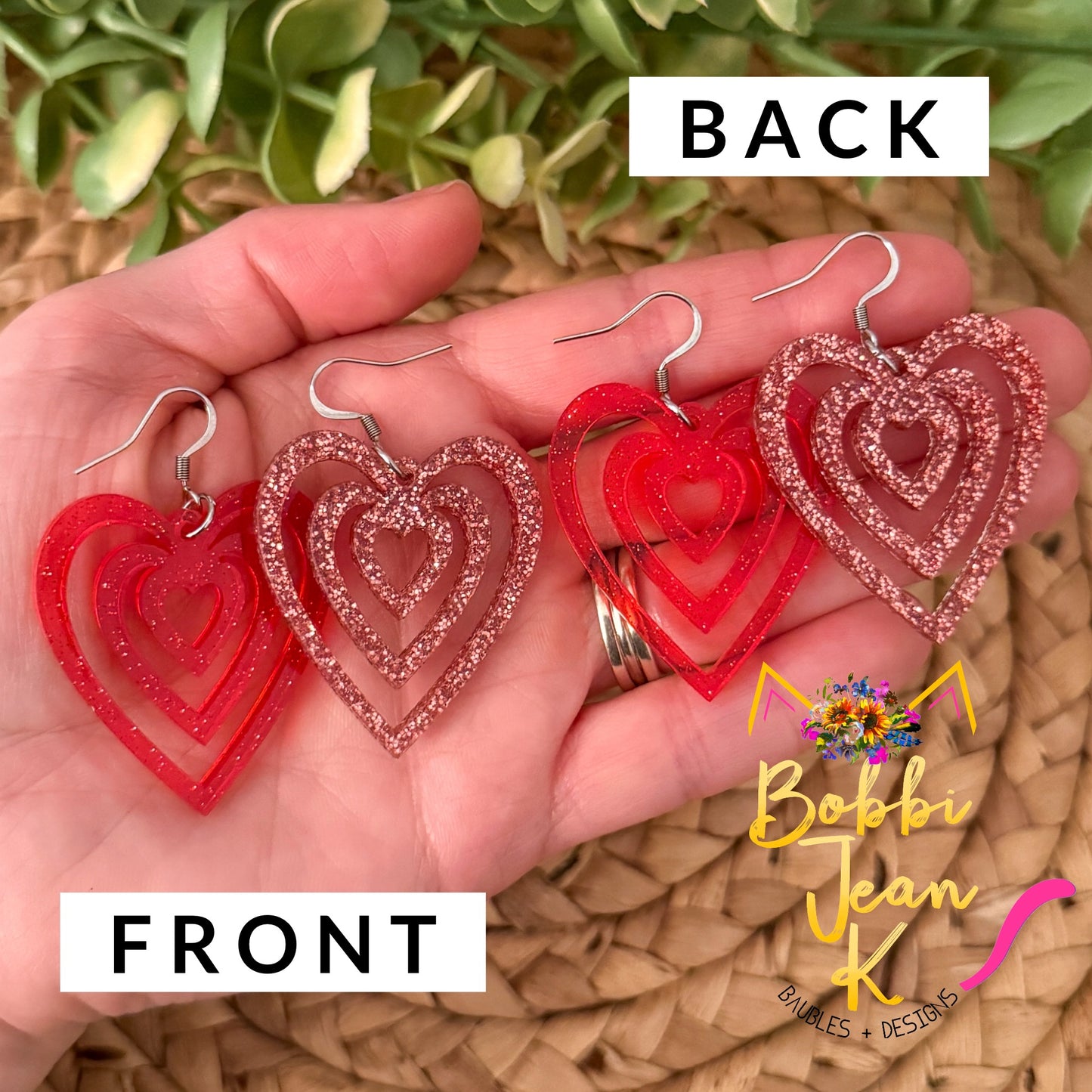 Intersecting Heart Acrylic Earrings: Choose From 2 Colors